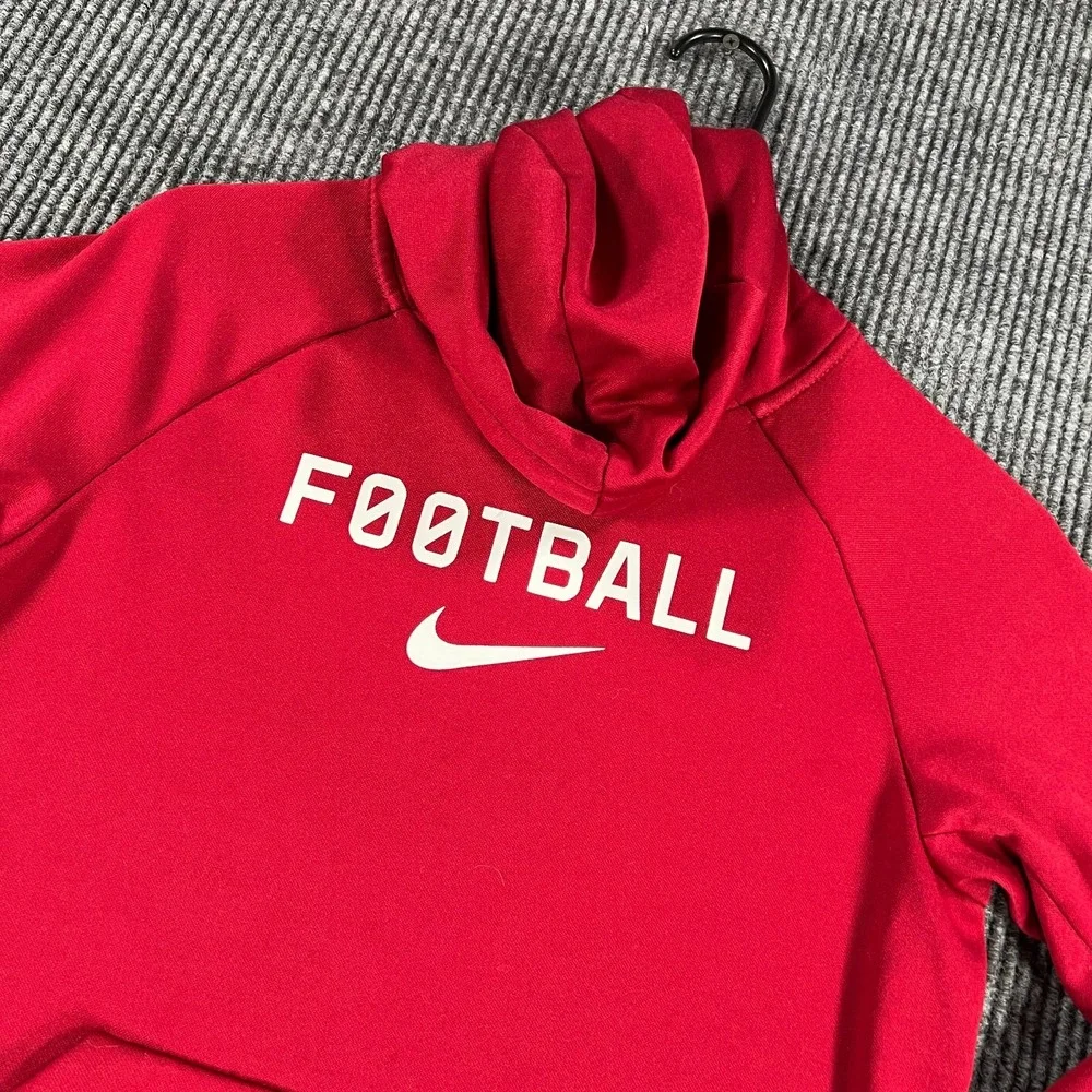 Nike Hoodie Sweatshirt Boys Medium Red Long Sleeve Football Dri Fit School